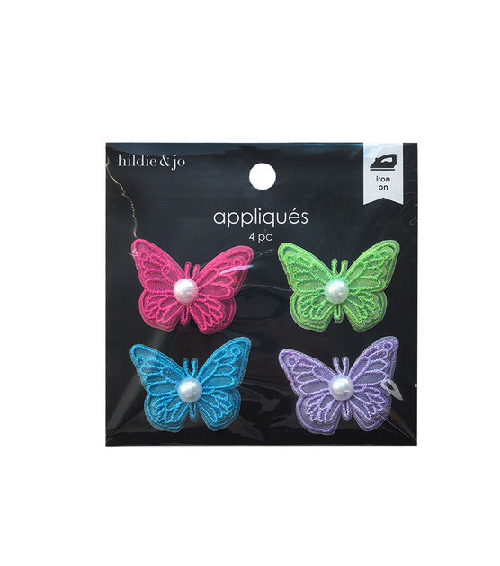 4ct Multi Colored Sheer Butterfly Iron On Appliques by hildie & jo