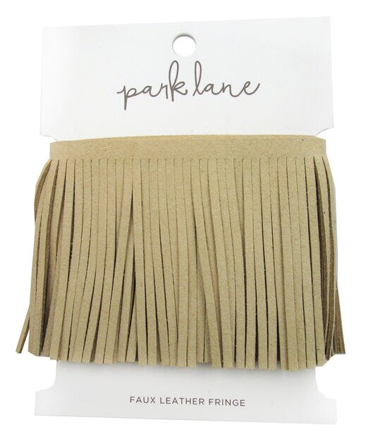 Park Lane Faux Leather Fringe - Brown