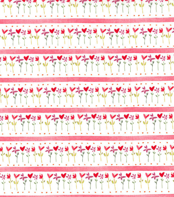 Fabric Traditions Hearts, Flowers & Stripes Valentine's Day Cotton Fabric, , hi-res, image 2
