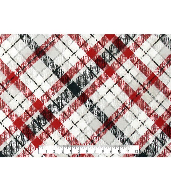 Gray Red Bias Plaid Super Snuggle Flannel Fabric, , hi-res, image 4