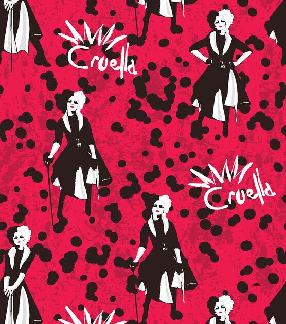 Disney Villains Cruella Strike A Pose Cotton Fabric, , hi-res, image 3