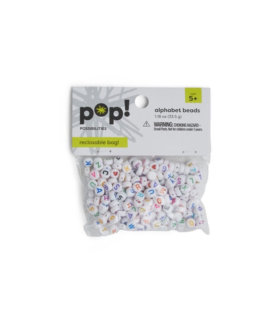 Pop! Possibilities 7mm Beads - Alphabet on White - Kids Pony Beads - Kids