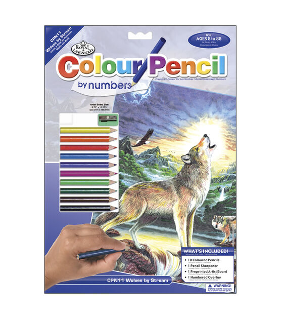 Royal Brush 8 3/4''x11 3/4'' Colour Pencil By Number Wolves By Stream