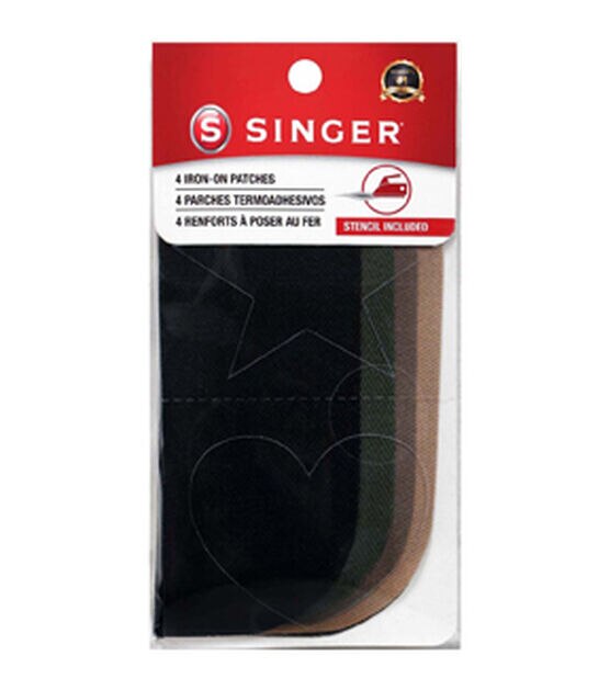 SINGER Iron 4-Pack-On 5 x 5 Dark Twill Patches