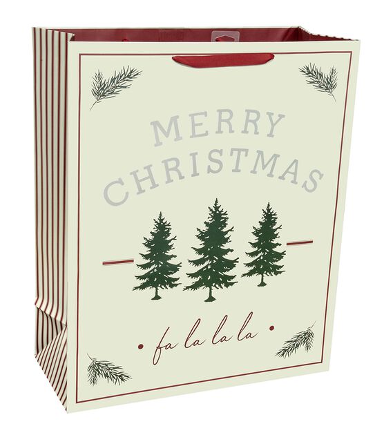 16" x 19" Christmas Fa La La & Trees on Cream Gift Bag by Place & Time, , hi-res, image 2