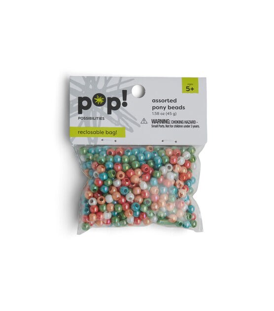 Pop! Possibilities 12 Pk 12mm Baseball Beads - Kids Pony Beads - Kids