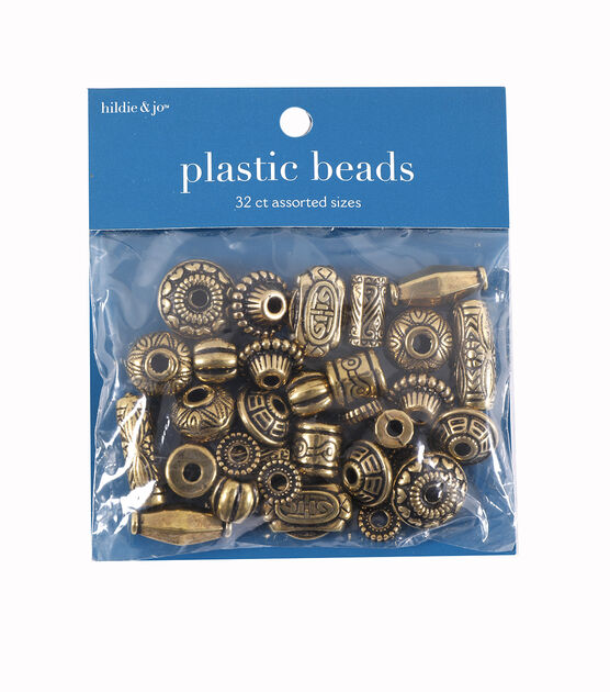 32pc Antique Gold Assorted Plastic Beads by hildie & jo