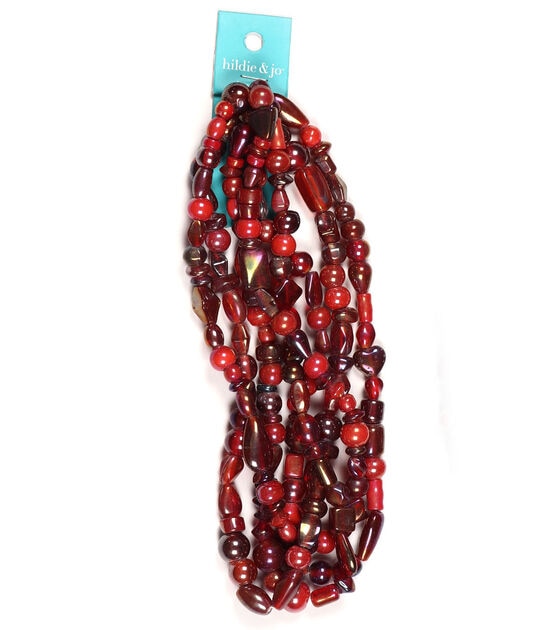 14" Dark Red Multi Strand Glass Beads by hildie & jo
