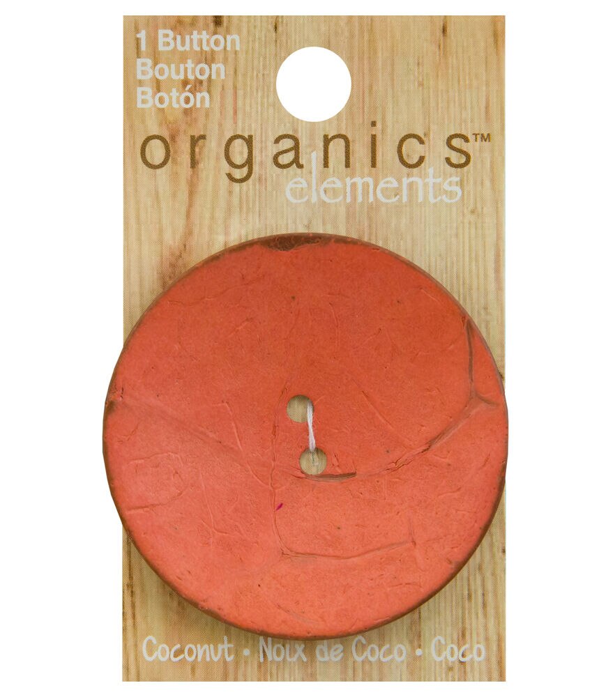 Organic Elements 2.5" Coconut Round 2 Hole Button, Matte Coco Orange, swatch
