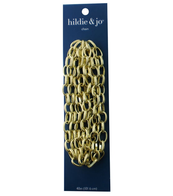 40" Light Gold Iron Textured Oval Link Chain by hildie & jo