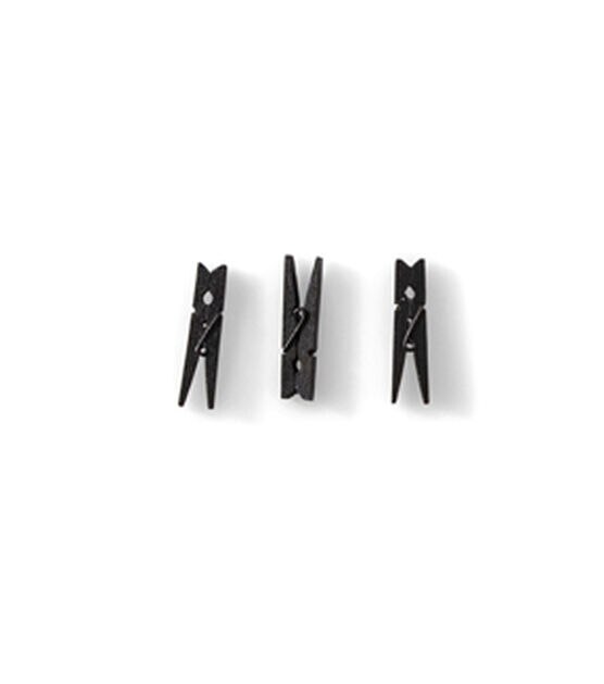2 Black Wood Clothespins 12pk by Park Lane