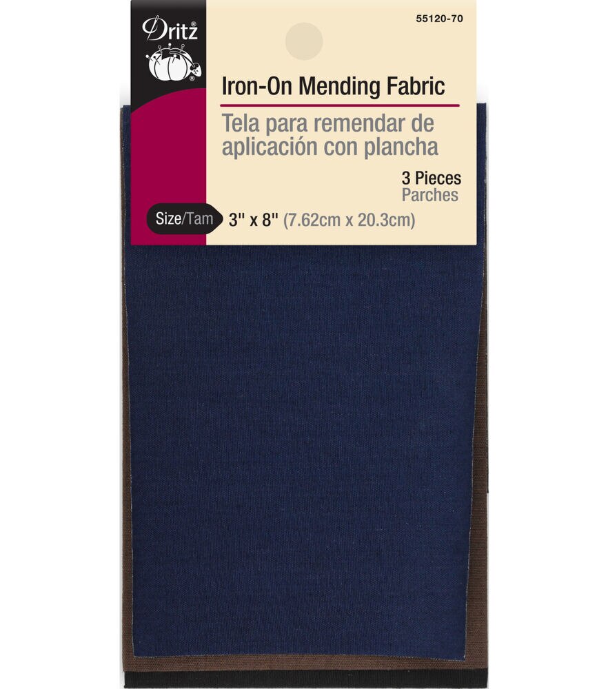 Dritz Iron-On Mending Fabric-Dark Assortment 3x8 3/Pkg
