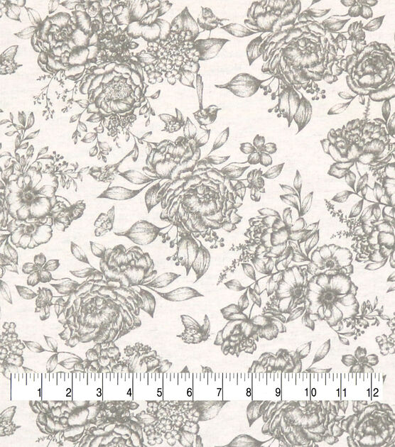 Large Floral Gray 108" Wide Flannel Fabric, , hi-res, image 3