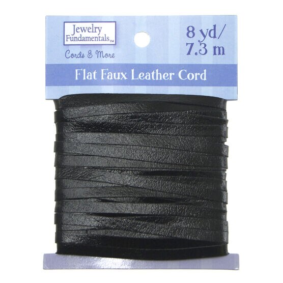 Jewelry Fundamentals Cords&More Flat Faux Leather Cord  Black Shiny
