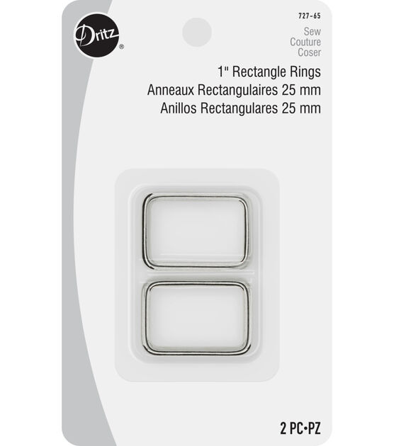 Dritz 1" Rectangle Rings, Nickel, 2 pc