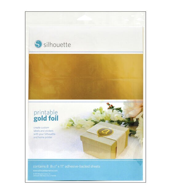 Silhouette Printable Adhesive Foil 8.5"X11" 8 Pkg Gold