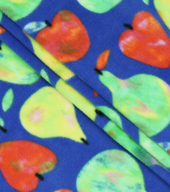 Home Grown Fruits on Blue Anti Pill Fleece Fabric, , hi-res, image 2