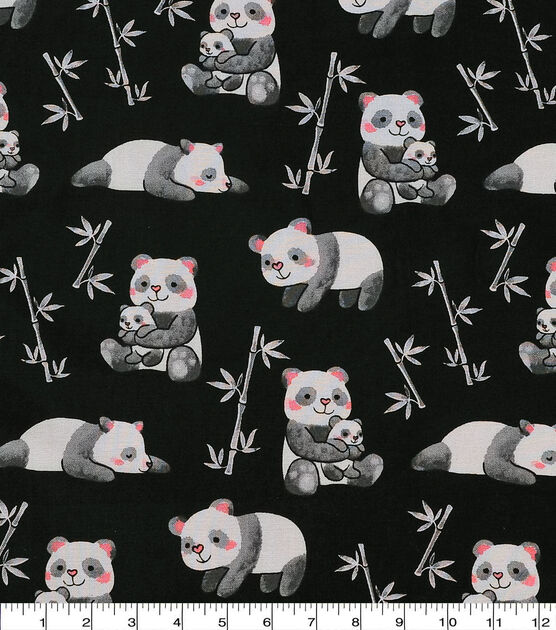 Novelty Cotton Fabric Pandas Hugging