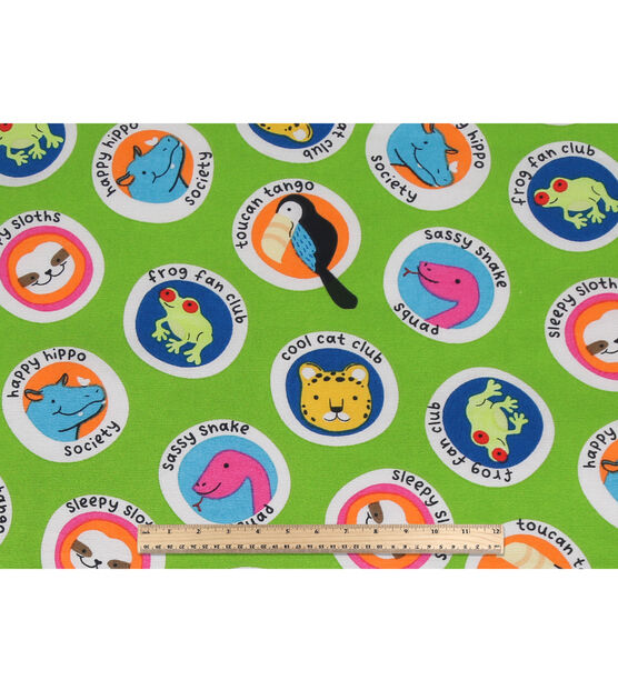Green Animal Friends Novelty Cotton Fabric by POP!, , hi-res, image 4