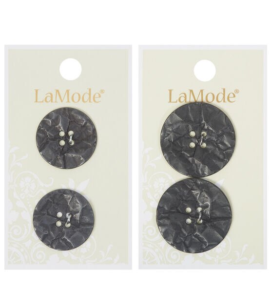 La Mode 7/8" Black Textured Metal 4 Hole Buttons 2pk, , hi-res, image 6