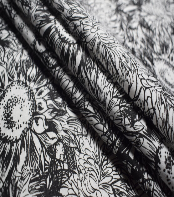 Black Sketched Sunflowers Quilt Cotton Fabric by Quilter's Showcase, , hi-res, image 3