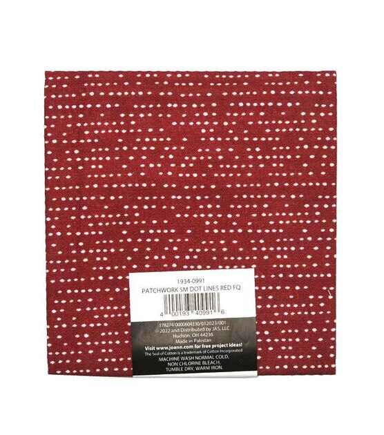 18" x 21" Dot Lines on Red Cotton Fabric Quarter 1pc by Keepsake Calico, , hi-res, image 2