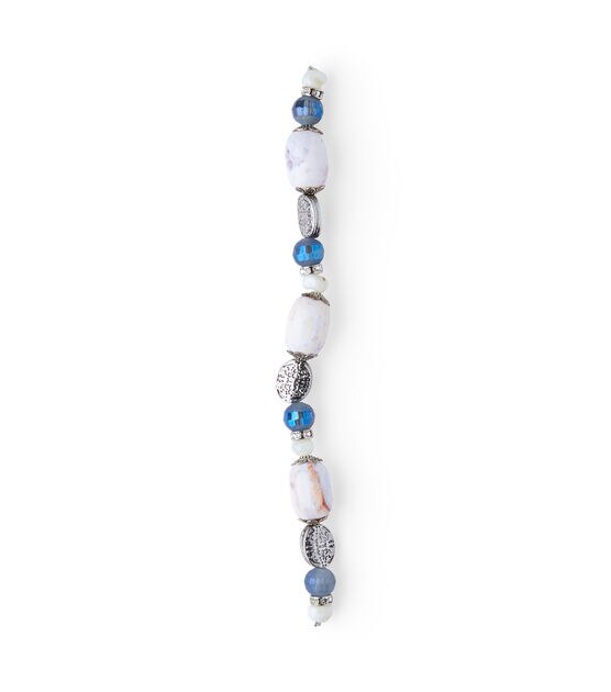 7" Blue & Silver Stacked Ceramic Beads by hildie & jo, , hi-res, image 2