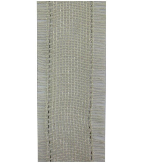 Decorative Ribbon 2.5" Brush Burlap Ribbon Ivory, , hi-res, image 2