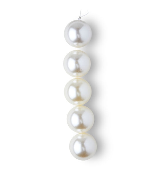 7" White Aurora Borealis Plastic Pearl Bead Strand by hildie & jo, , hi-res, image 2