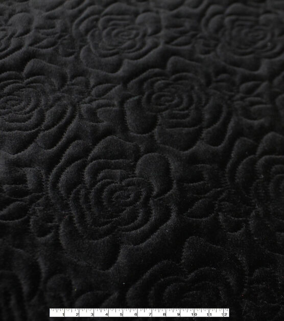 Black Rose Quilted Velour Fabric, , hi-res, image 2