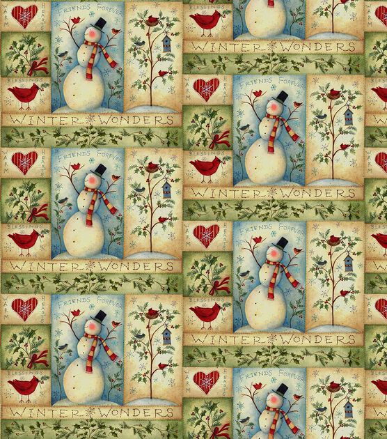 Susan Winget Friends Forever & Snowmen Christmas Cotton Fabric, , hi-res, image 2