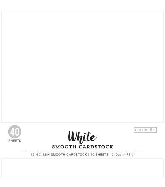 Colorbok 78lb Smooth Cardstock 12"X12" 40 Pkg White
