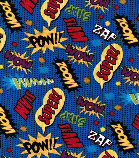 Novelty Cotton Fabric  Comic Words