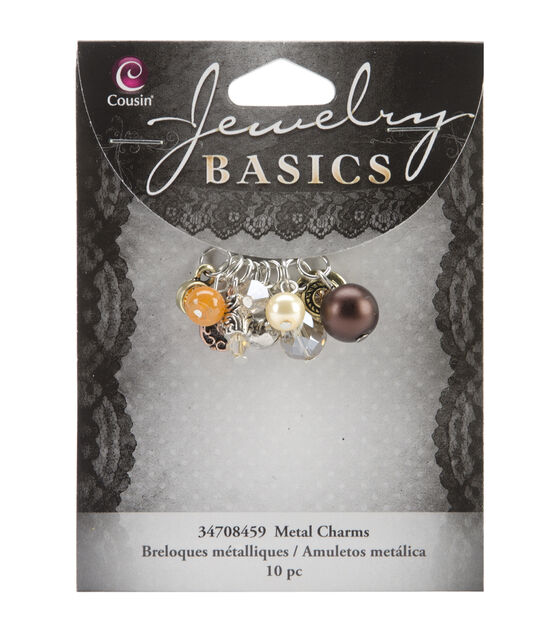 Jewelry Basics Metal Charms Brown Glass & Metal Bead Cluster 10 Pkg