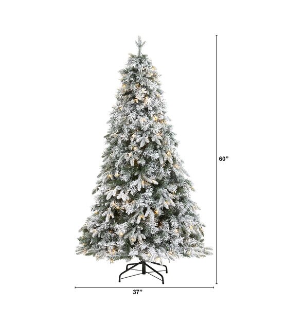 Nearly Natural 5' Pre Lit Flocked Vermont Mixed Pine Christmas Tree, , hi-res, image 2