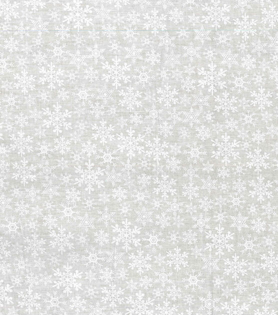 White Snowflakes on Gray Christmas Cotton Fabric