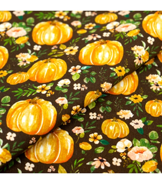 Singer Watercolor Pumpkin Cotton Fabric, , hi-res, image 2