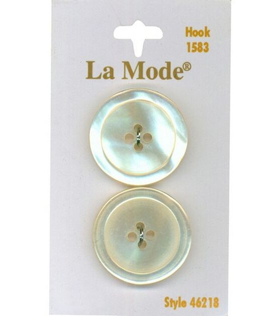 La Mode 1" White 4 Hole Buttons