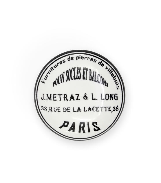 Dritz Home Ceramic Paris Knob, 1 pc, Black &  White