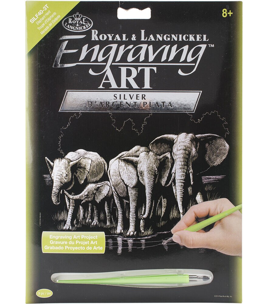 Foil Engraving Art Kits 8''x10'', Elephant Herd, swatch