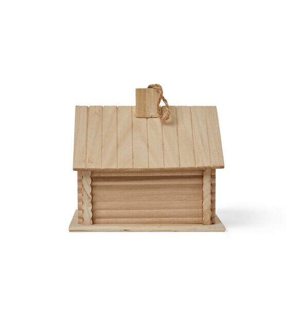 8" Wood Log Cabin Birdhouse With Chimney by Park Lane, , hi-res, image 3