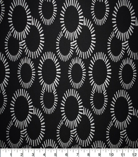 Overlapping Circles on Black Quilt Cotton Fabric by Quilter's Showcase
