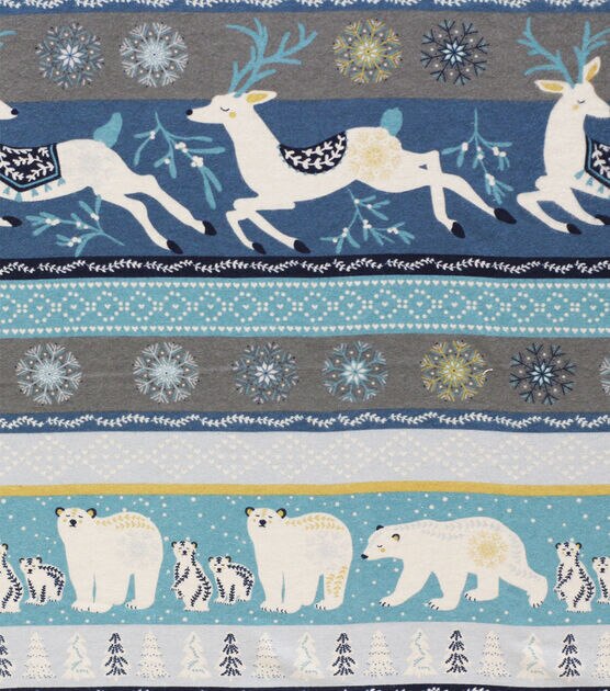 Winter Animal Fair Isle Super Snuggle Christmas Flannel Fabric, , hi-res, image 1