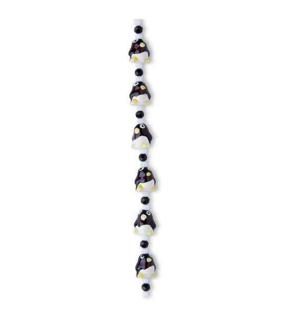 7" Black Ceramic Penguin Strung Beads by hildie & jo, , hi-res, image 2