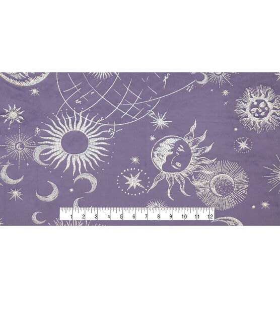 Metallic Celestial on Purple Pure Plush Fleece Fabric, , hi-res, image 4