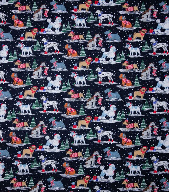 Dogs in Hats Christmas Cotton Fabric, , hi-res, image 2