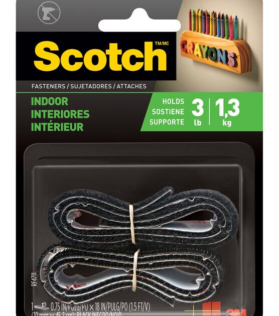 Scotch Indoor Fasteners 0.75''x1.5' Black