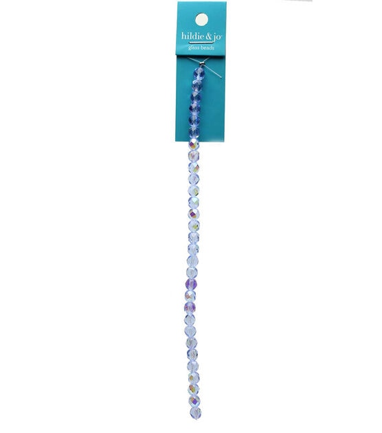 7" x 6mm Light Sapphire Polished Glass Bead Strand by hildie & jo