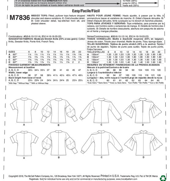McCall's 7836 Misses Top / Vest Pattern Size 6-22, , hi-res, image 8