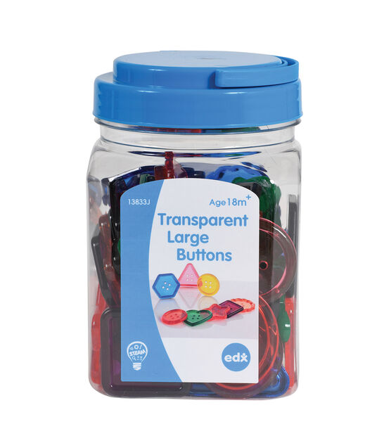 Edx Education 60ct Multicolor Transparent Large Buttons in Mini Jar, , hi-res, image 2